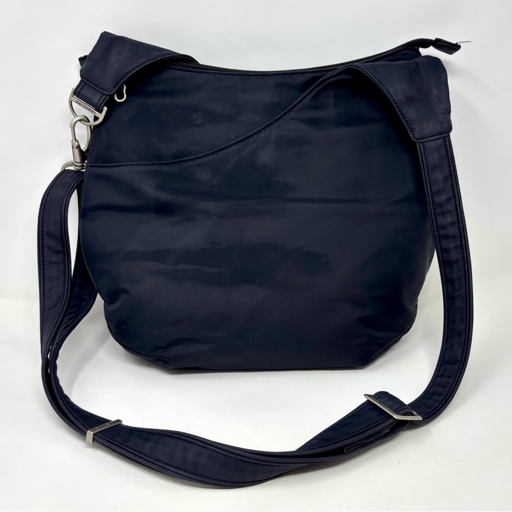 Travelon Anti Theft Black Nylon Crossbody Bag Purse RFID Flashlight Lightweight